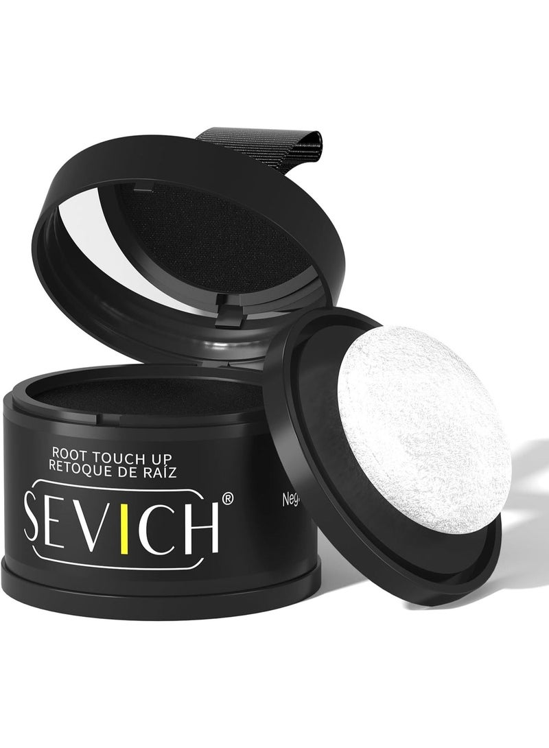 Sevich بودرة ظلال الشعر لتغطية الجذور بسرعة، خافي عيوب الجذور للشعر، الحواجب ولحية الشعر، لمسة سريعة للجذور للشعر الخفيف، مقاوم للرياح والعرق (أسود) - Image 1